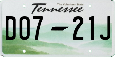 TN license plate D0721J
