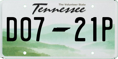 TN license plate D0721P