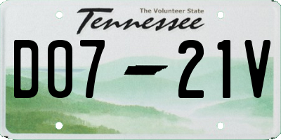 TN license plate D0721V