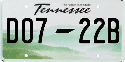 TN license plate D0722B