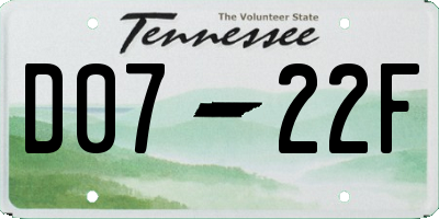 TN license plate D0722F