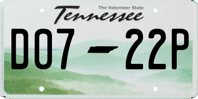 TN license plate D0722P