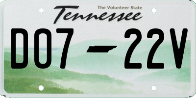 TN license plate D0722V