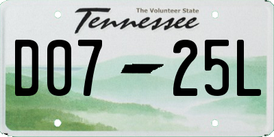 TN license plate D0725L