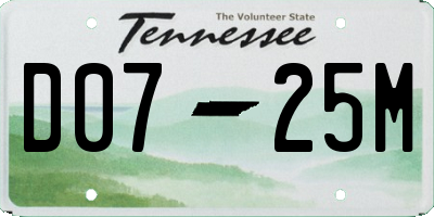 TN license plate D0725M