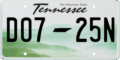 TN license plate D0725N