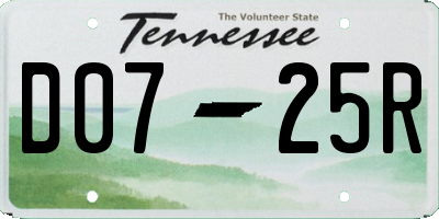 TN license plate D0725R
