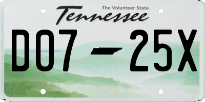 TN license plate D0725X