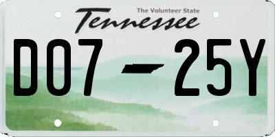TN license plate D0725Y