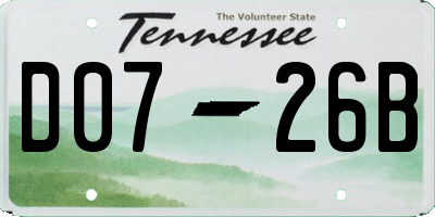 TN license plate D0726B