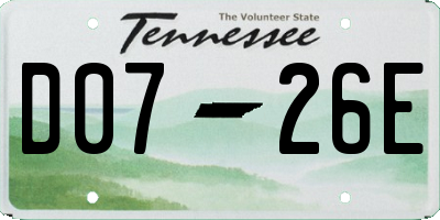 TN license plate D0726E