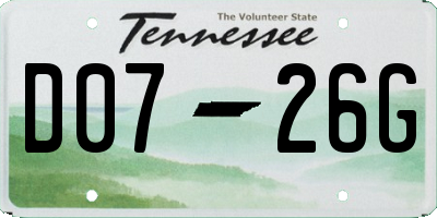 TN license plate D0726G