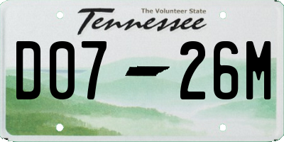TN license plate D0726M