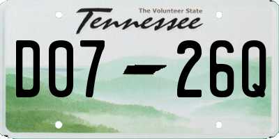 TN license plate D0726Q