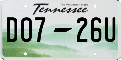 TN license plate D0726U