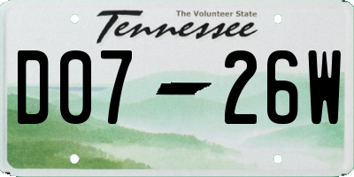 TN license plate D0726W