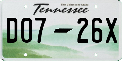 TN license plate D0726X