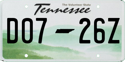 TN license plate D0726Z