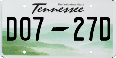 TN license plate D0727D
