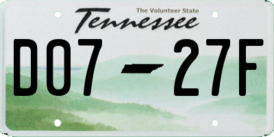 TN license plate D0727F