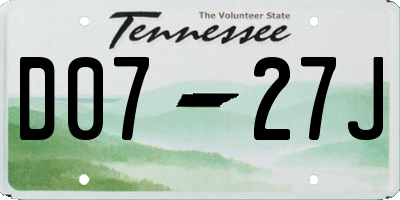 TN license plate D0727J