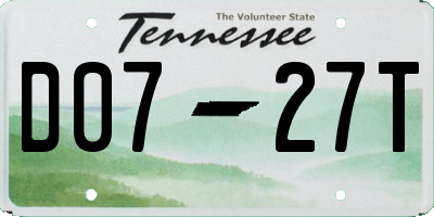 TN license plate D0727T