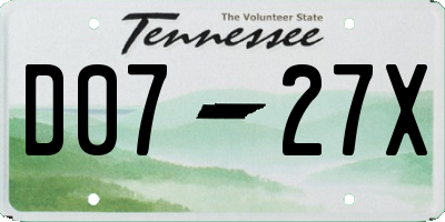 TN license plate D0727X
