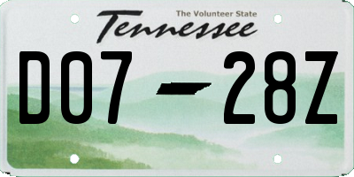 TN license plate D0728Z