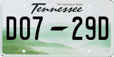 TN license plate D0729D