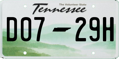 TN license plate D0729H