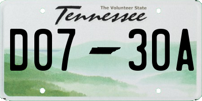 TN license plate D0730A