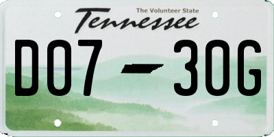 TN license plate D0730G