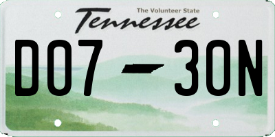 TN license plate D0730N