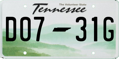 TN license plate D0731G