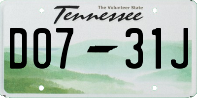 TN license plate D0731J
