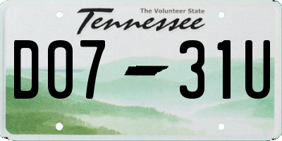 TN license plate D0731U
