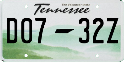 TN license plate D0732Z