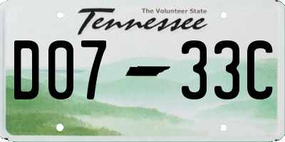 TN license plate D0733C