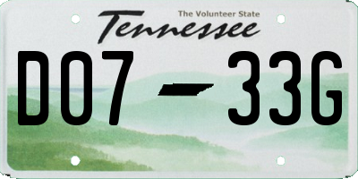 TN license plate D0733G