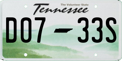 TN license plate D0733S