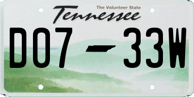 TN license plate D0733W