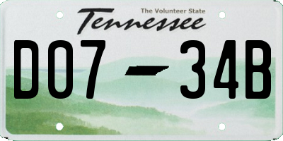 TN license plate D0734B
