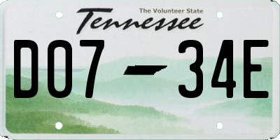 TN license plate D0734E