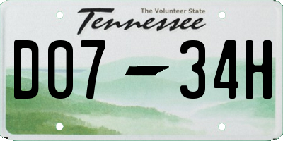 TN license plate D0734H