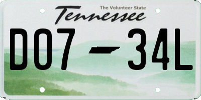 TN license plate D0734L