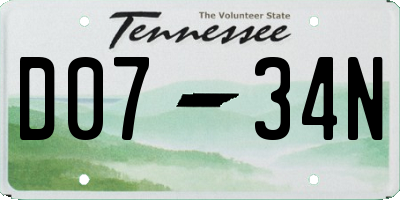 TN license plate D0734N