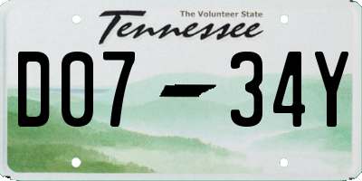 TN license plate D0734Y