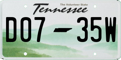 TN license plate D0735W