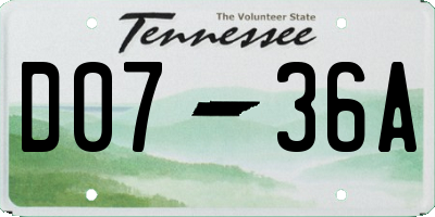 TN license plate D0736A