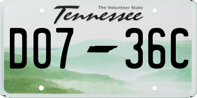TN license plate D0736C